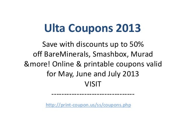 Ulta Discount coupons Code Might 2013 June 2013 July 2013 photograph relating to Bare Minerals Printable Coupons identify Ulta Coupon codes Code May well 2013 June 2013 July 2013